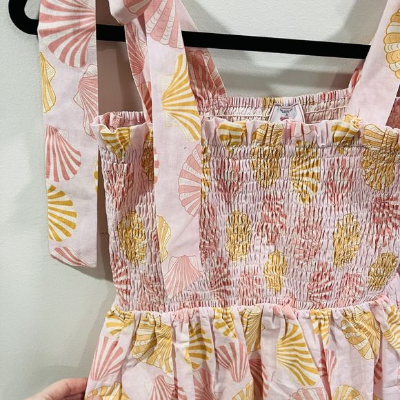 Victoria Dunn Kathleen Maeve M Taylor Top Seashell Print Tie Sleeve Linen Resort - Picture 2 of 11